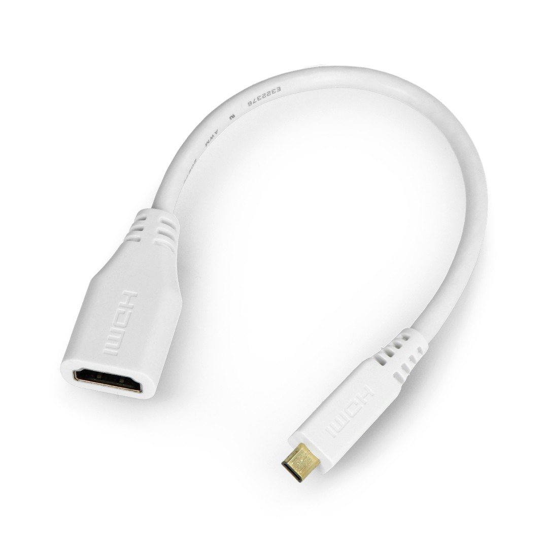 Adapter microHDMI - HDMI oryginalny do Raspberry Pi 4B/5 - 235mm - biały